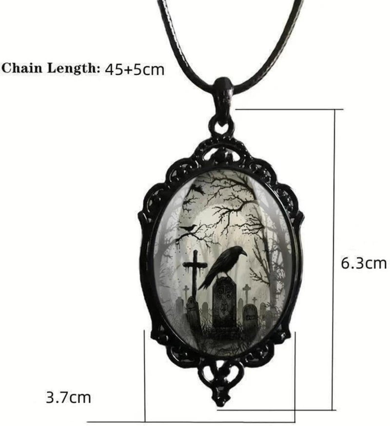 MIFYNN Gothic Bat Glass Pendant Necklace for Women Vintage Gothic Rope Chain Witch Bat Choker Dark Punk Style Necklace Victoria Emboss Necklaces Mystic Witch Jewelry Accessories - Image 2